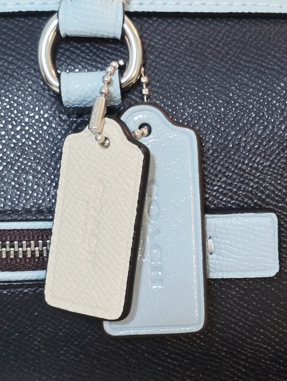 Coach RARE Rowan Colorblock Satchel Crossbody Purse Midnight Blue Chalk Bag - Picture 8 of 16